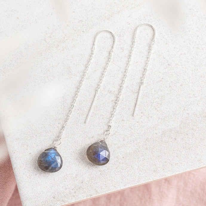 labradorite gemstone sterling silver threader earrings  