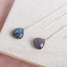 Load image into Gallery viewer, labradorite gemstone sterling silver threader earrings  
