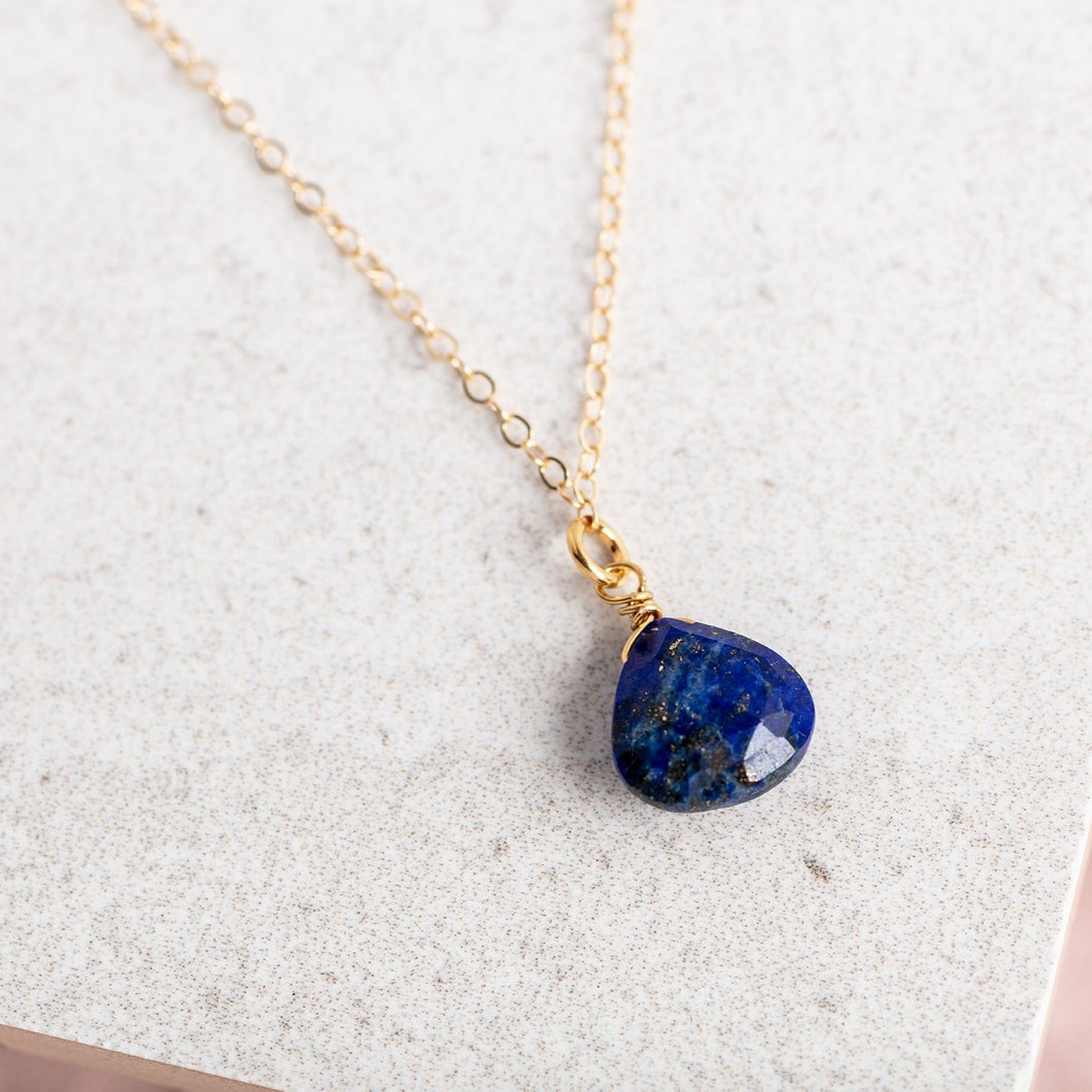 14Kt Gold Filled Necklace/  Lapis Lazuli Gemstone