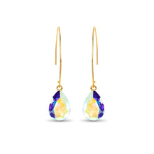 Load image into Gallery viewer, Long Gold Threader Crystal Earrings / Aurora Boreale
