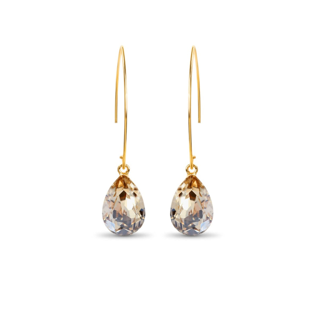 Long Gold Threader Crystal Earrings / Honey