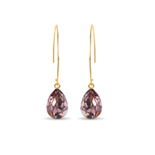 Load image into Gallery viewer, Long Gold Threader Crystal Earrings / Light Amethyst
