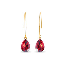 Load image into Gallery viewer, Long Gold Threader Crystal Earrings / Light Siam
