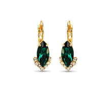 Load image into Gallery viewer, Navette Crystal Drop Earrings/ Emerald
