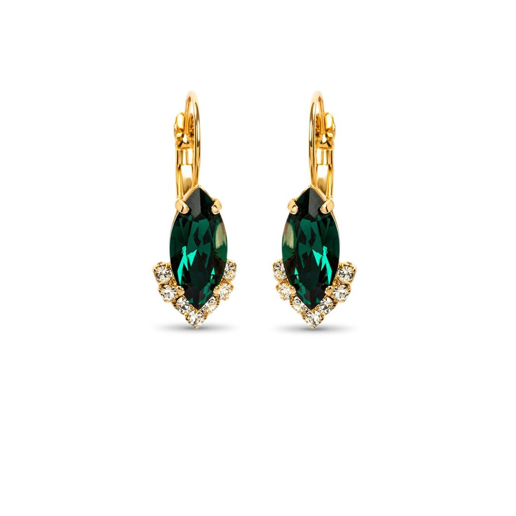 Navette Crystal Drop Earrings/ Emerald