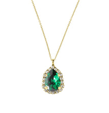 Load image into Gallery viewer, Gold Statement  Crystal Necklace / Emerald Green
