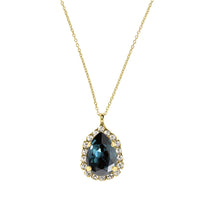 Load image into Gallery viewer, Gold Statement Crystal Necklace / Montana Blue
