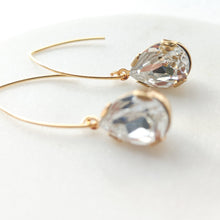 Load image into Gallery viewer, Long Gold Threader Crystal Earrings / Clear
